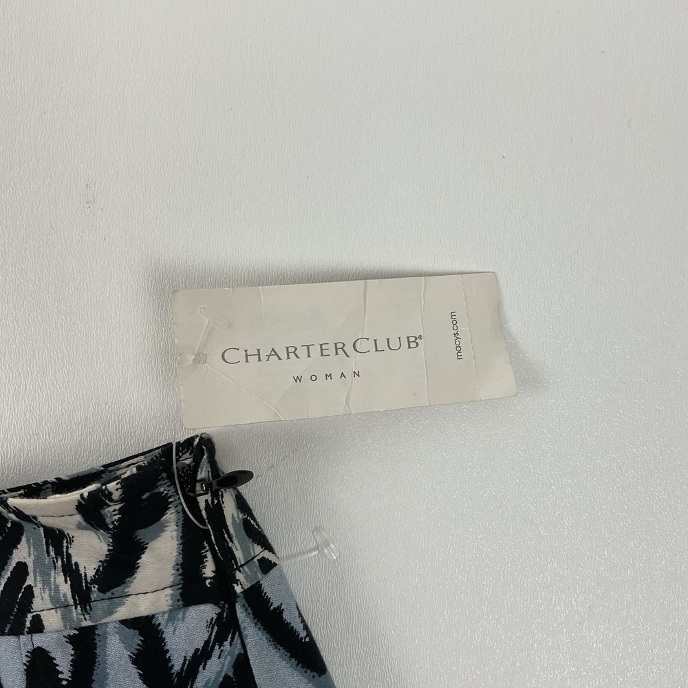 Charter Club Fiji‎ Skirt Sz 16W NWT Blue Black Ikat Print Pleated Cotton Lined - Picture 2 of 7